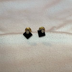 Black Fancy Square Earrings